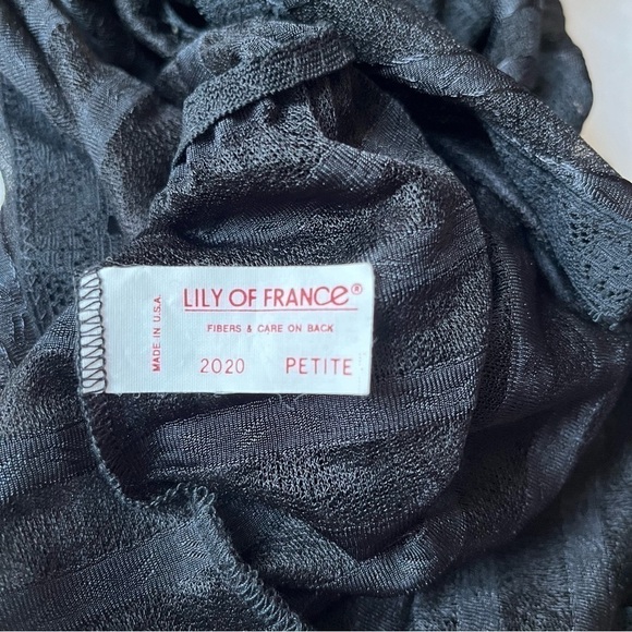Lily of France Lingerie Romper Vintage 70s Neglige Black Sheer Pet 0/2 USA Made - Picture 5 of 12